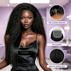 Kinky Straight Human Hair Bundles with Closure