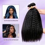 Kinky Straight Human Hair Bundles with Closure