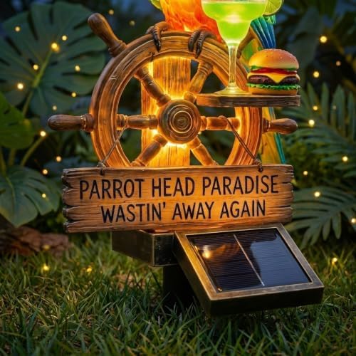 Resin Solar Parrot Garden Light Ground Stake, Waterproof Outdoor Solar Stake Light Tropical Yard Decor for Patio, Lawn, Pathway Flower Bed, Unique Gift for Gardeners (Summer Juice)
