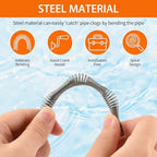 33 Feet Drain Auger, Plumbing Snake Drain Clog Remover with Drill Adapter