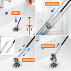 33 Feet Drain Auger, Plumbing Snake Drain Clog Remover with Drill Adapter