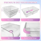 16-Pcs Clear Extendable Drawer Organizers, 3 Sizes with Adjustable Design