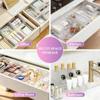 16-Pcs Clear Extendable Drawer Organizers, 3 Sizes with Adjustable Design