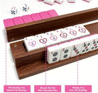 Wooden Mahjong Racks with Magnetic Pushers，set of 4 with Non-Slip Feet