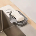 1Pc Gray Silicone Sink Tray Sponge Holder, Self-Draining Soap Dish Caddy Pad for Kitchen Counter & Bathroom, Waterproof Storage Organizer