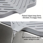 1Pc Gray Silicone Sink Tray Sponge Holder, Self-Draining Soap Dish Caddy Pad for Kitchen Counter & Bathroom, Waterproof Storage Organizer