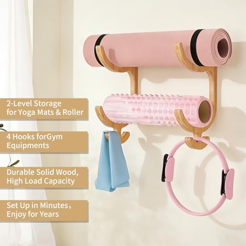 Wooden Yoga Mat Holder