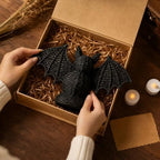 Handwoven Wicker Halloween Bat Lamp Figurine, Gothic Home Decor, Halloween Candy Basket & Trick or Treat Bucket, Rustic Rattan Lantern for Fall Harvest Spooky Tabletop Storage