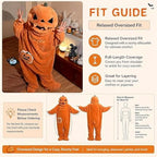 Halloween Pumpkin Onesie Adult, Plush Hooded Costume Pajamas, Cozy Unisex Loungewear for Party Home Wear