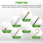 197FT 4.5mm Fish Tape Wire Puller, with 7 pcs Leader Tip and Gloves（Green）