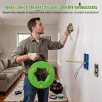 197FT 4.5mm Fish Tape Wire Puller, with 7 pcs Leader Tip and Gloves（Green）