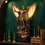 7.87in Gothic Wall Decor Sconce Lamp, Archangel Michael Wall Sconce, Hecate Statue & Norse Mythology Wall Sculpture, Greek Mythology Decor Gothic Wall Sconces (Protective Archangel Michael)