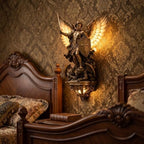7.87in Gothic Wall Decor Sconce Lamp, Archangel Michael Wall Sconce, Hecate Statue & Norse Mythology Wall Sculpture, Greek Mythology Decor Gothic Wall Sconces (Protective Archangel Michael)