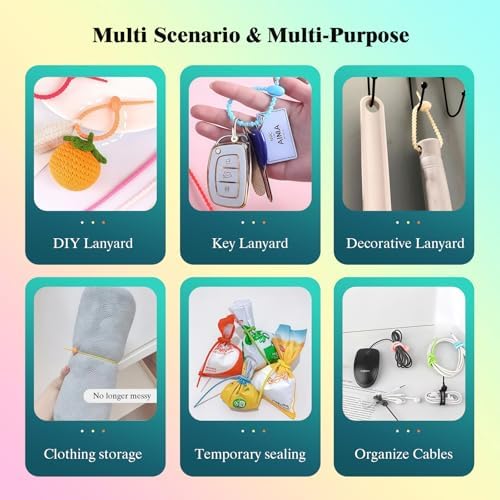 30-100pcs Reusable Silicone Cable Ties, 5.9 Inches, Suitable for Home, Office, Kitchen, and School (20pcs-Colorful-5.9inch)