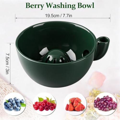 2026 Self Spinning Ceramic Berry Bowl with Holes, Berry Washing Bowl