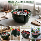 2026 Self Spinning Ceramic Berry Bowl with Holes, Berry Washing Bowl