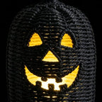 Halloween Decorations - Fall Decor, Premium Wicker Black Pumpkin Lantern, Handwoven Rattan Jack O Lantern Table Lantern, Decorative Pumpkin Lamp for Home Fall Decor Halloween Decor (11.8×5.5in)