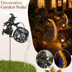 Halloween Witch Cauldron Garden Light, Waterfall LED Projection Stake Lights for Outdoor Yard Decor, Flying Witch Silhouette, Waterproof Watering Can Light Flow Decoration for Patio Pathway
