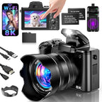 8K Digital Camera with WiFi,88MP Dual Lens Digital Cameras for Photography