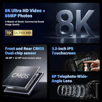 8K Digital Camera with WiFi,88MP Dual Lens Digital Cameras for Photography