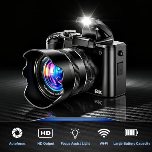 8K Digital Camera with WiFi,88MP Dual Lens Digital Cameras for Photography