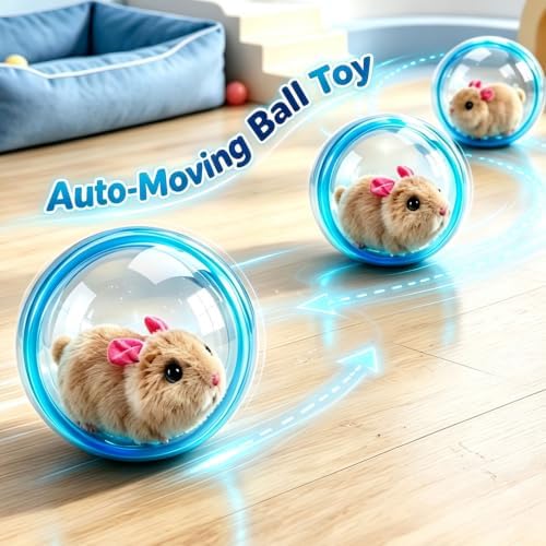 2026 New Self-Rolling Interactive Cat Ball Realistic Animal Automatic Moving Rolling Cat Ball 360° Rolling Spin Moving Cat Ball Fun Indoor Interactive Pet Ball for Cats Dogs Chasing(Blue)