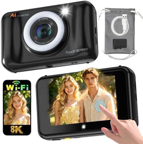 AI Digital Camera with WiFi,Dual Lens AI Camera,4.0'' Touchscreen,16X Zoom