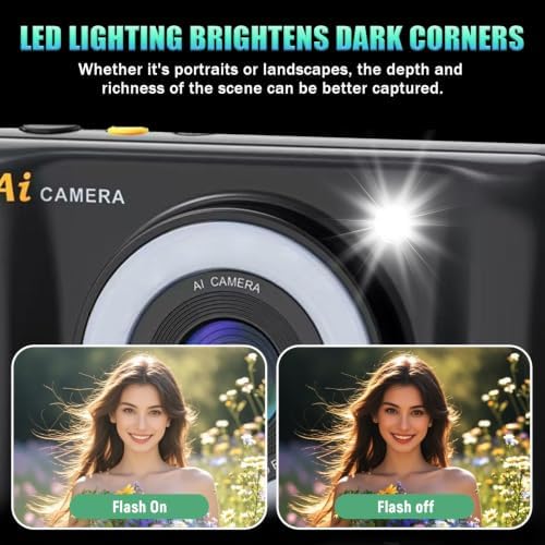 AI Digital Camera with WiFi,Dual Lens AI Camera,4.0'' Touchscreen,16X Zoom