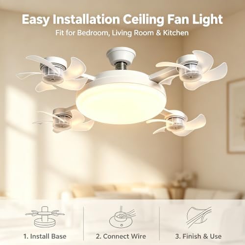 Socket Fan Light with Remote, Ceiling Fan with Lights E26/B22 Screw