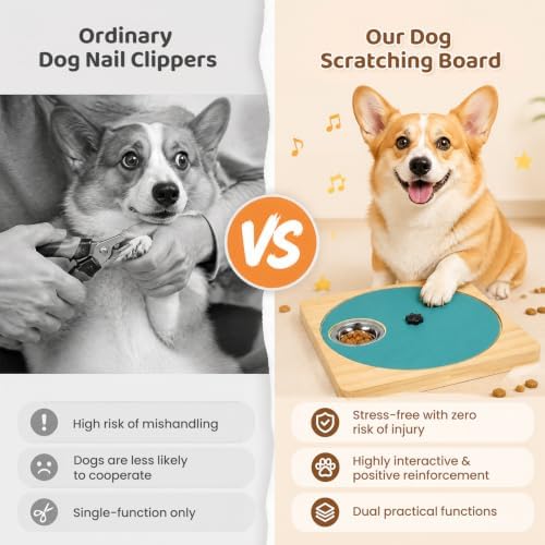 Dog Nail Scratch Board with Treat Box, Wooden Dog Scratch Board
