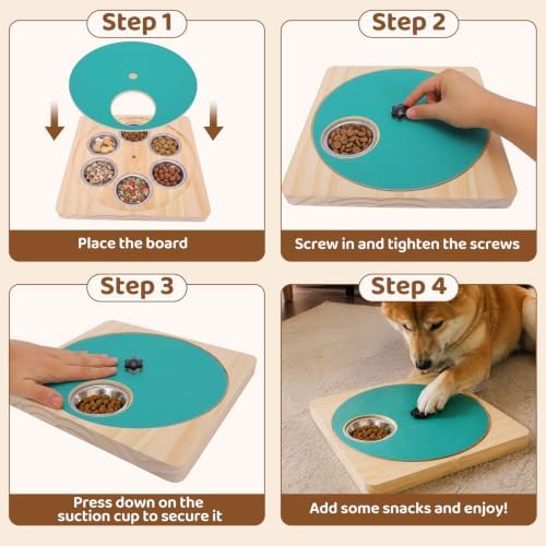 Dog Nail Scratch Board with Treat Box, Wooden Dog Scratch Board