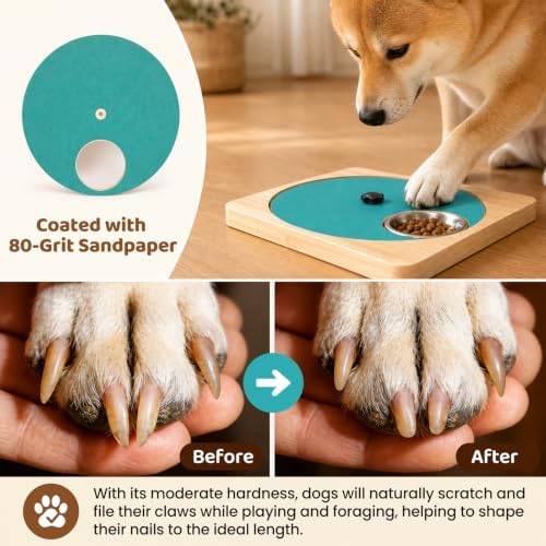 Dog Nail Scratch Board with Treat Box, Wooden Dog Scratch Board