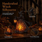 Halloween Witch Lamp,Stained Glass Witch Hat Lamp,Stained Glass Gothic Witch Hat Led Night Light,Suitable for Indoor Party & Spooky Outdoor Halloween Decoration 7.8''