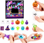 Fright Halloween Advent Calendar 13 Days, Spooky Squishy Slow Rise Stress Relief Toys Countdown Gift Box with Haunted House Theme, Horror Squishy Advent Calendar for Party Favors