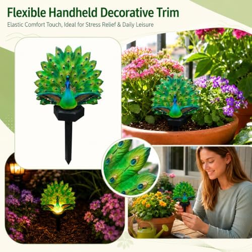 Solar Peacock Garden Sculpture, Resin Solar Garden Statues Light