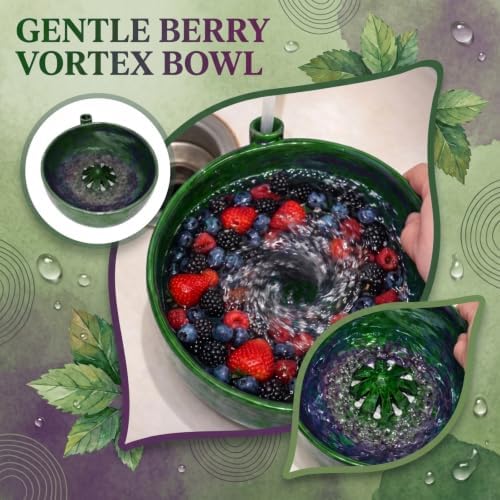 Ceramic Self Spinning Berry Washing Bowl with Drain Holes (5.91in)