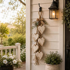 22.83'' Wooden Hanging Hearts Wall Decor, 5 Layer Hanging Heart Ornament with Jute Rope, Farmhouse Love Wall Art for Living Room Bedroom Entryway Wedding (Rustic Light)