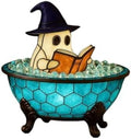 Halloween Ghost Figurine, Cute Reading Ghost Statue (7'' Bubble Bath Lamp)