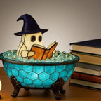 Halloween Ghost Figurine, Cute Reading Ghost Statue (7'' Bubble Bath Lamp)