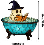 Halloween Ghost Figurine, Cute Reading Ghost Statue (7'' Bubble Bath Lamp)