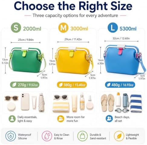 2027 New Silicone Beach Bag, Women's Swimming Storage Bag with Strap