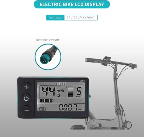 Ebike LCD Display Meter, 24V 36V 48V Speedometer, for 0.9in Handlebars