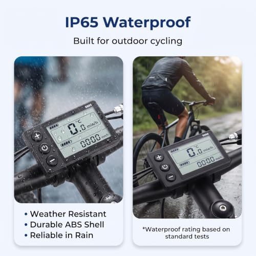 Ebike LCD Display Meter, 24V 36V 48V Speedometer, for 0.9in Handlebars
