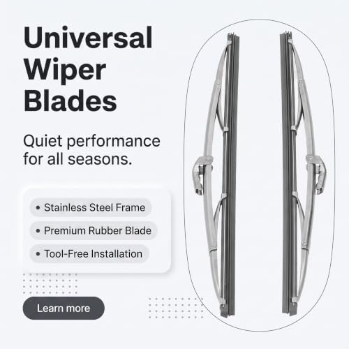 Gugxiom 12in/30.48cm Stainless Steel Wiper Blades, Universal for Car