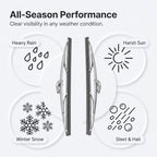 Gugxiom 12in/30.48cm Stainless Steel Wiper Blades, Universal for Car