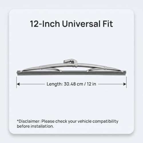 Gugxiom 12in/30.48cm Stainless Steel Wiper Blades, Universal for Car