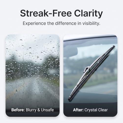 Gugxiom 12in/30.48cm Stainless Steel Wiper Blades, Universal for Car