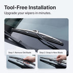 Gugxiom 12in/30.48cm Stainless Steel Wiper Blades, Universal for Car