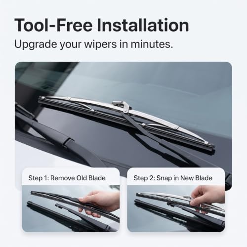 Gugxiom 12in/30.48cm Stainless Steel Wiper Blades, Universal for Car