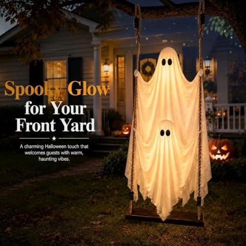 Halloween Hanging Ghost Decorations Outdoor,5 FT Large Swinging Ghost Set
